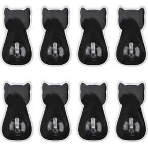 MOROBOR 8Pcs Plastic Hooks, Self Adhesive PVC Hooks, Waterproof Sticky Hooks, Black Cute Cat Decorative Wall Hanging Hooks for Bedroom Bathroom Key Hat in Kuwait