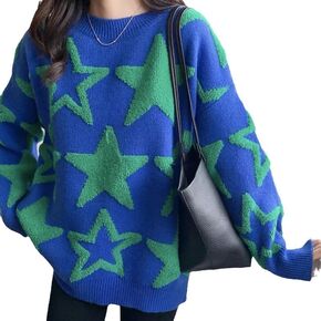CYee Y2K Baggy Sweater Downtown Girls Emo Goth Star Clothing Fairy Grunge Alt Pullover Tops Vintage Coquette Sweatshirt