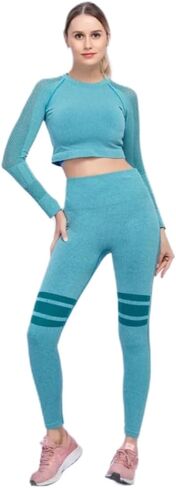 Women's Yoga Set: High-Waist Fitness Leggings and Sports Bra - 2 Piece Gymwear Tracksuit in Saudi Arabia