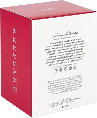 Hallmark Keepsake Christmas Ornament 2023, Strength Within, Pink Ribbon Porcelain Ornament Benefiting Susan G. Komen, Breast Cancer Gift in Saudi Arabia