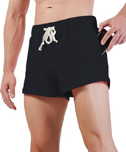 Mens Athletic Workout Shorts 3" Cotton Sweat Shorts with Pockets in Saudi Arabia