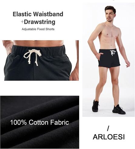 Mens Athletic Workout Shorts 3" Cotton Sweat Shorts with Pockets in Saudi Arabia