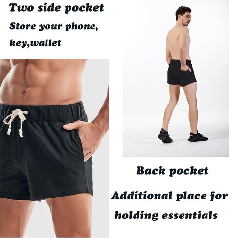 Mens Athletic Workout Shorts 3" Cotton Sweat Shorts with Pockets in Saudi Arabia