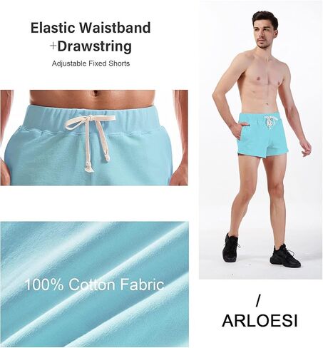 شورت رياضي للرجال مقاس 3 بوصات من القطن مع جيوب in Kuwait
