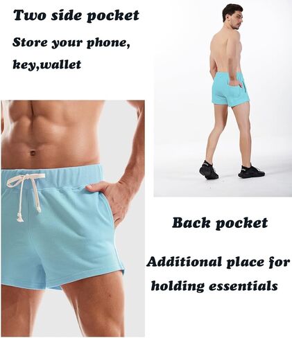 شورت رياضي للرجال مقاس 3 بوصات من القطن مع جيوب in Kuwait