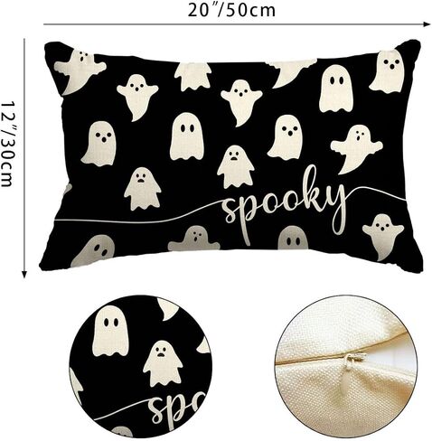 Halloween Pillow Cover 12x20 Ghost Halloween Lumbar Pillow Covers Decorations Outdoor Halloween Pillows Decorative for Halloween Home Decor for Sofa in Saudi Arabia
