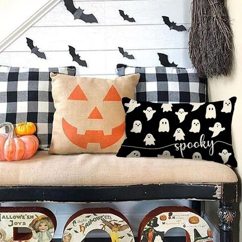 Halloween Pillow Cover 12x20 Ghost Halloween Lumbar Pillow Covers Decorations Outdoor Halloween Pillows Decorative for Halloween Home Decor for Sofa in Saudi Arabia