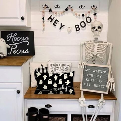 Halloween Pillow Cover 12x20 Ghost Halloween Lumbar Pillow Covers Decorations Outdoor Halloween Pillows Decorative for Halloween Home Decor for Sofa in Saudi Arabia
