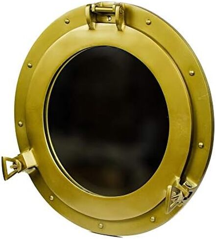 Wall Mounted Vintage Nautical Ship Porthole Mirror for Home Decor | Pirate's Maritime Nautical Themed Decor | Vanity Mirror (24 INCHES, NIckel Chrome) in Saudi Arabia