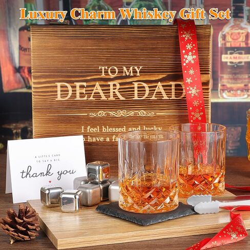 Whiskey Stones Gift Set Anniversary Gi fts for Husband | Him | Men, Husband Birthday | Wedding Anniversary | Valentine's Day Gift, 8 Stainless Steel Whiskey Stones & 2 Whiskey Glasses(11oz) in Saudi Arabia