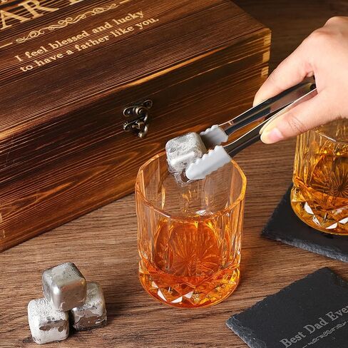 Whiskey Stones Gift Set Anniversary Gi fts for Husband | Him | Men, Husband Birthday | Wedding Anniversary | Valentine's Day Gift, 8 Stainless Steel Whiskey Stones & 2 Whiskey Glasses(11oz) in Saudi Arabia