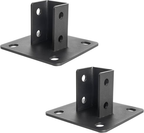 6 Pcs Post Base Channel 4 Hole for 1-5/8" Single Strut Channe,Heavy Duty Black Powder-Coated Floor Mounting System - Corner Orientation - 5.1" x 5.1" Square Base (6) in Saudi Arabia