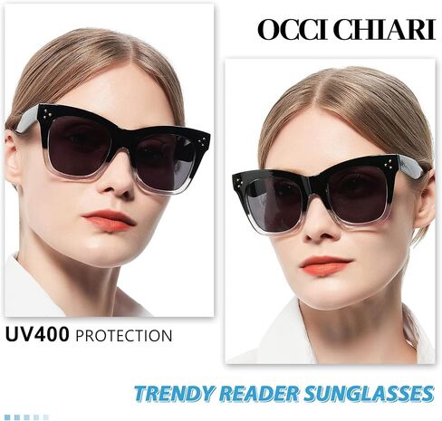 OCCI CHIARI نظارات شمسية كبيرة الحجم للقارئ 1.75 للنساء بعدسات كاملة للقراءة 1.0 1.25 1.5 1.75 2.0 2.25 2.5 2.75 3.0 3.5 (أسود، 1.75) in Saudi Arabia