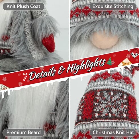 Gnome Christmas Decorations - Adorable Plush Christmas Gnome Gifts for Women, Thanksgiving Valentines Birthday Plush Gnome Swedish Tomte Elf for Kitchen, Tiered Tray and Home Décor in Kuwait