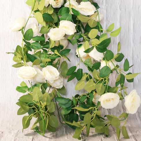 4Pcs(26 Ft) Rose Garlands for Decoration Artificial Rose Vine Flower Garland Silk Rose Hanging Vine for Wedding Party Artificial Plants for Party Valentine's Day Garden Craft Art Garland (pink rose) in Saudi Arabia
