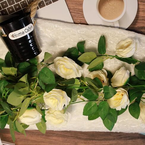 4Pcs(26 Ft) Rose Garlands for Decoration Artificial Rose Vine Flower Garland Silk Rose Hanging Vine for Wedding Party Artificial Plants for Party Valentine's Day Garden Craft Art Garland (pink rose) in Saudi Arabia