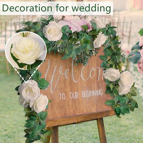 4Pcs(26 Ft) Rose Garlands for Decoration Artificial Rose Vine Flower Garland Silk Rose Hanging Vine for Wedding Party Artificial Plants for Party Valentine's Day Garden Craft Art Garland (pink rose) in Saudi Arabia