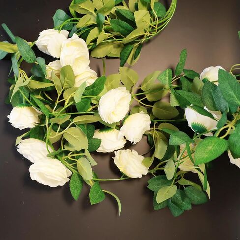 4Pcs(26 Ft) Rose Garlands for Decoration Artificial Rose Vine Flower Garland Silk Rose Hanging Vine for Wedding Party Artificial Plants for Party Valentine's Day Garden Craft Art Garland (pink rose) in Saudi Arabia