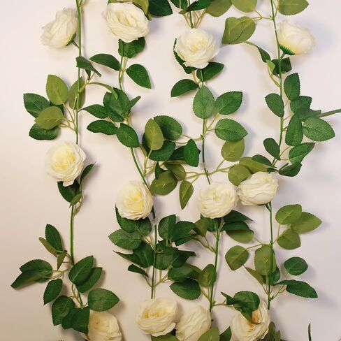 4Pcs(26 Ft) Rose Garlands for Decoration Artificial Rose Vine Flower Garland Silk Rose Hanging Vine for Wedding Party Artificial Plants for Party Valentine's Day Garden Craft Art Garland (pink rose) in Saudi Arabia
