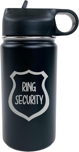 The Crafty Engineer Flower Girl or Ring Bearer Water Bottle - Insulated Water Bottle for Kids - The Perfect Ring Bearer or Ring Security Proposal Gift - 12 oz Kids Water Bottle - Black (Ring Security in Saudi Arabia