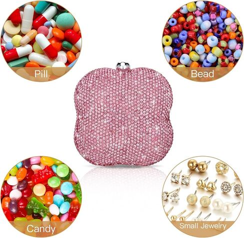 Soleebee Portable 7 Compartments Daily Pill Organizer, Bling Crystal Diamond Pill Box, Small Travel Pill Case, Pill Dispenser, Medicine Container Organizer to Hold Vitamin, Fish Oil (Black) in Saudi Arabia