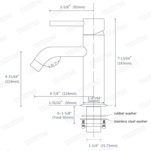 صنبور حوض الحمام بفتحة واحدة من النحاس من TRUSTMI مع مجموعة تصريف منبثقة ولوحة سطح بغطاء فتحة مقاس 6 بوصات، ذهبي مصقول in Kuwait