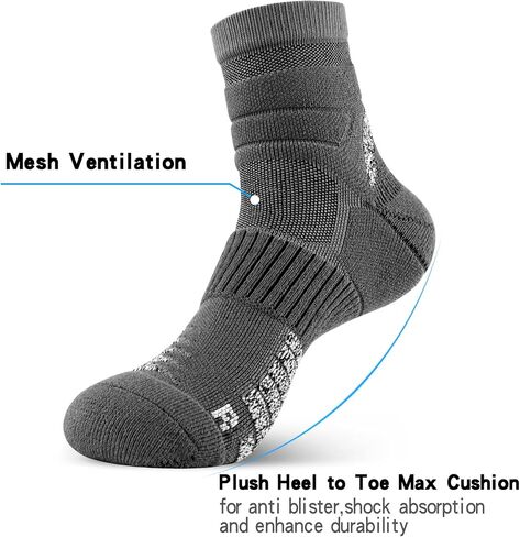 Athletic Ankle Socks Quarter Running Socks,Thick Cushion Padded,Anti-Blister,Seamless,Arch support,Gym,Tennis,3 Pairs in Saudi Arabia