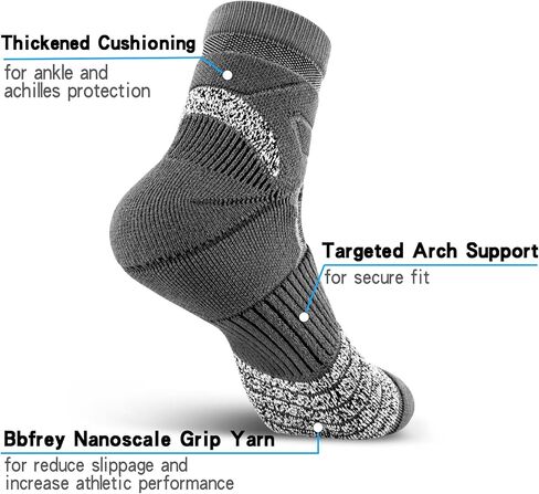 Athletic Ankle Socks Quarter Running Socks,Thick Cushion Padded,Anti-Blister,Seamless,Arch support,Gym,Tennis,3 Pairs in Saudi Arabia