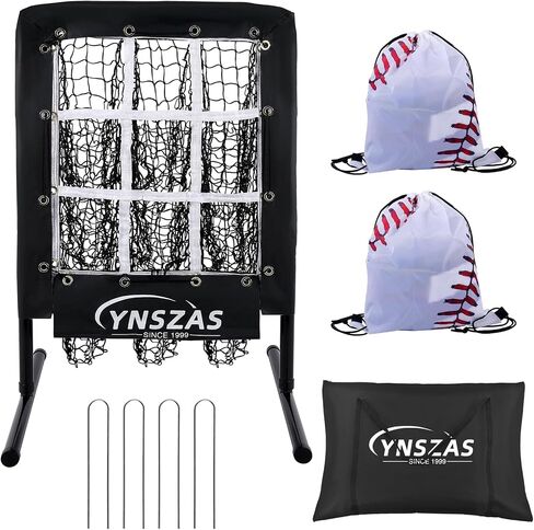 𝑵𝑬𝑾 Baseball Pitching Net with 9 Target Throw Hole Pockets, Professional Height Adjustable Strike Zone for Pitch & Hitting Practice Equipment, Portable Pitcher Training Net for Baseball Gear in Saudi Arabia