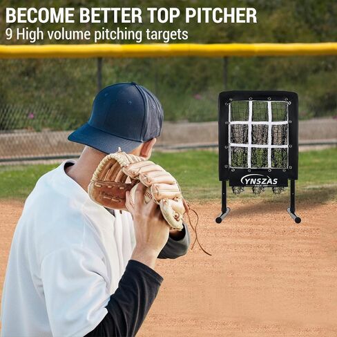 𝑵𝑬𝑾 Baseball Pitching Net with 9 Target Throw Hole Pockets, Professional Height Adjustable Strike Zone for Pitch & Hitting Practice Equipment, Portable Pitcher Training Net for Baseball Gear in Saudi Arabia