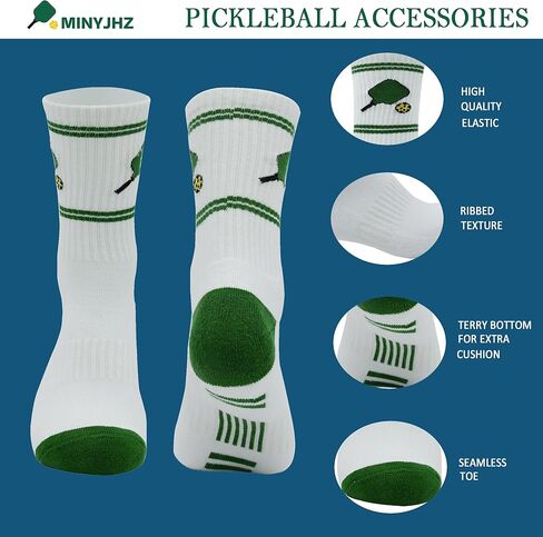 جوارب Pickleball للرجال والنساء، جورب رياضي عالي الأداء لمنتصف الساق، هدايا لمحبي كرة البيسبول مقاس واحد 7-13 in Kuwait