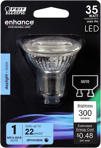 Feit Electric 4W LED MR16 GU10 Bulbs with 35W Equivalent, Dimmable, MR16 Bulbs, 22 Yrs. Lifetime, 300 Lumens, 3000K Warm White, 6 Packs - BPMR16/GU10/930CA/6 in Saudi Arabia