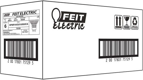 Feit Electric 4W LED MR16 GU10 Bulbs with 35W Equivalent, Dimmable, MR16 Bulbs, 22 Yrs. Lifetime, 300 Lumens, 3000K Warm White, 6 Packs - BPMR16/GU10/930CA/6 in Saudi Arabia