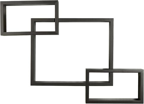 Melannco Interlocking Floating Wall Mount Shelves, Espresso, Set of 3 - 5091208 in Saudi Arabia