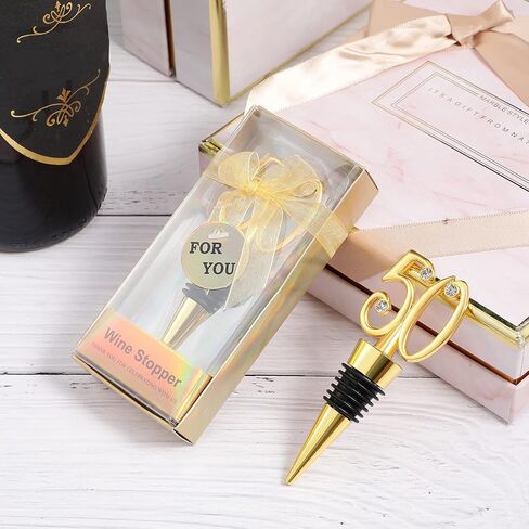 15 قطعة سدادة نبيذ عيد الميلاد لحفلات أعياد الميلاد تقدم سدادات زجاجات النبيذ والمشروبات المصنوعة من السيليكون من سبائك الزنك وديكورات تذكارية لذكرى الزفاف للضيوف (50 عامًا) in Kuwait