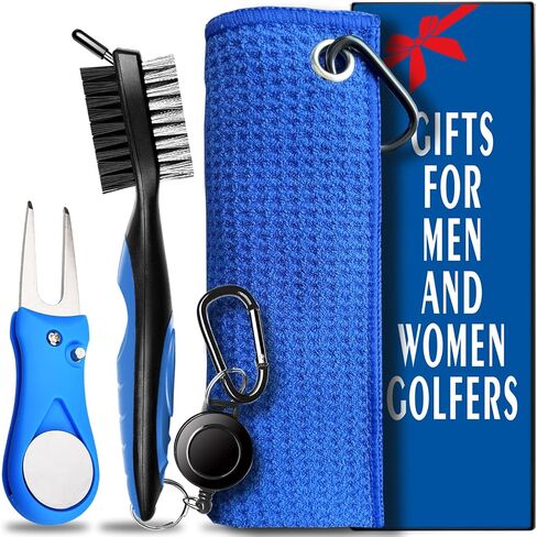 JKL Golf Towel and Brush Set - Includes a Waffle Pattern Towel w Clip,Golf Divot Repair Tool and 3 in 1 Golf Club Brush.Golf Accessories for Bag Essentials Best Golf Gifts for Men/Women (Green) in Saudi Arabia
