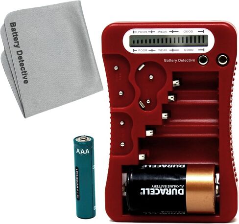 12 Type Battery Tester with LCD Display, AAA Battery & Cloth, for Household Batteries AA AAA C D 9V CR2032 CR123A N/LR1 CR2 CR-V3 2CR5 CR-P2 1.5V/3V Button Cell Batteries (Purple) in Kuwait
