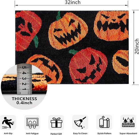 Pumpkin Fall Halloween Bathroom Runner Rug Non Slip Washable, 18 x 45 Cute Orange Autumn Colored Extra Long Bath Mat Soft, Gothic Creepy Spooky Halloween Runner Rugs for Kitchen Entryway in Saudi Arabia
