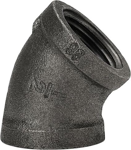 تركيبات أنابيب سوداء 3/4 بوصة كوع 45 درجة - مجموعة من 4 قطع من حديد الزهر القابل للطرق، تجهيزات أنابيب ملولبة 45 درجة لأرفف الأنابيب الصناعية، أثاث الأنابيب الصناعية العتيقة in Kuwait