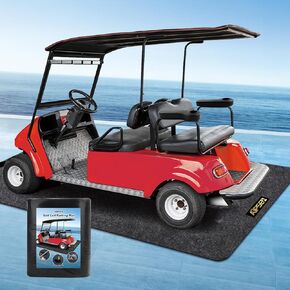 Golf Cart Garage Floor Mat, Parking Mat, Mechanic Pad for EZGO/Club Car/Yamaha/UTV/ATV Vehicles, Oil Absorbent/Waterproof/Anti-slip Rubber Backing/Prevents Floor Scratch and Stain-9.18 × 4.92ft