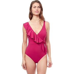 Profile by Gottex Women's Standard Tutti Frutti V-Neck Surplice Ruffle One Piece