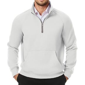 JMIERR Men's Quarter Zip Pullover Fashion Sweatshirts Fleece Sweatshirt Polo Shirt with Pockets