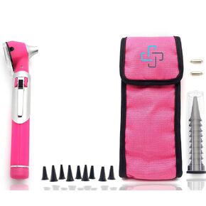 Radiance Otoscope - Ear Scope with LED Light and Speculum for Ear Examination and Diagnosis - Ideal for Professional use - Lifetime Warranty - Pink
