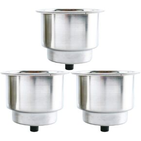 DasMarine Stainless Steel Cup Drink Holder with Drain for Marine Boat RV Camper (3 pcs)