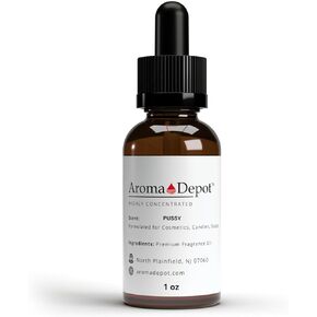 Aroma Depot Pussy Fragrance Oil 30ml Premium Pussy Essential Oil with Dropper for Candle Making, Soap Making, Bath Bombs, and More. Undiluted & Alcohol Free Scented Oil. (1 fl oz.)