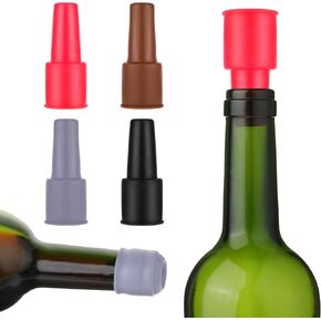 4PCS Wine Stoppers 2024 Upgraded Silicone Champagne Stopper, Reusable and Unbreakable Sparkling Glass Bottle Sealers Covers Vacuum Wine Bottle Cork Caps for Champagne Beer Home Kitchen Bars Use