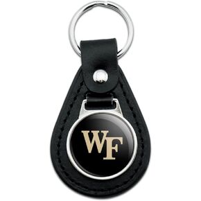 GRAPHICS & MORE Wake Forest University Primary Logo Black Leather Keychain