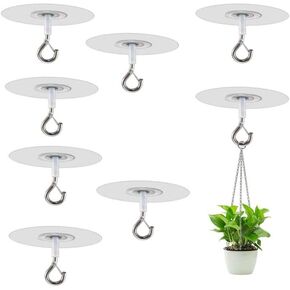 No Drilling Ceiling Hooks Adhesive Ceiling Plant Hooks Sticky Eye Hooks for Hanging Bird Feeders Indoor Outdoor Decoration Hooks(4, Circular)