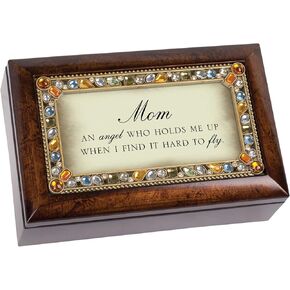 Cottage Garden Mom an Angel Holds Me Up Amber Earth Tone Jewelry Music Box Plays Wind Beneath My Wings