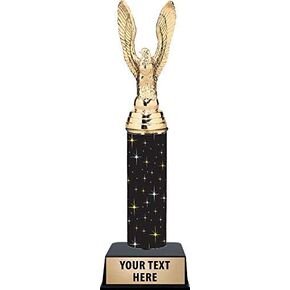 11 Inch Gold Eagle Trophies - Black Glimmer Gold Eagle Trophy Awards Prime